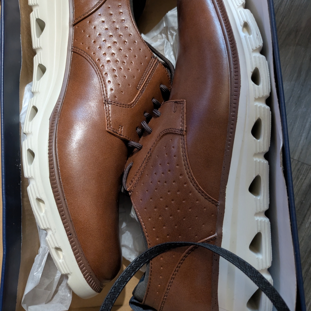 Butter Brown and White Oxfords with Brogue Detailing